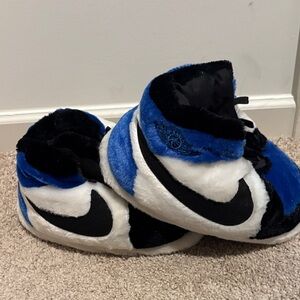 Blue and Black Plush Slippers